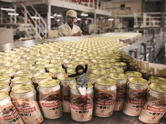 キリンビールの工場見学といえばこのトリックアート（写真：筆者撮影）