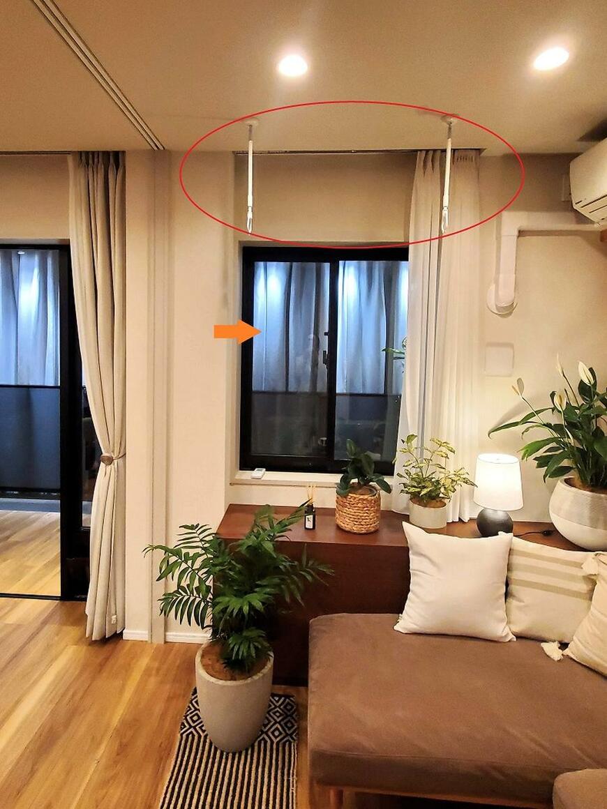 モデルルームの室内物干し