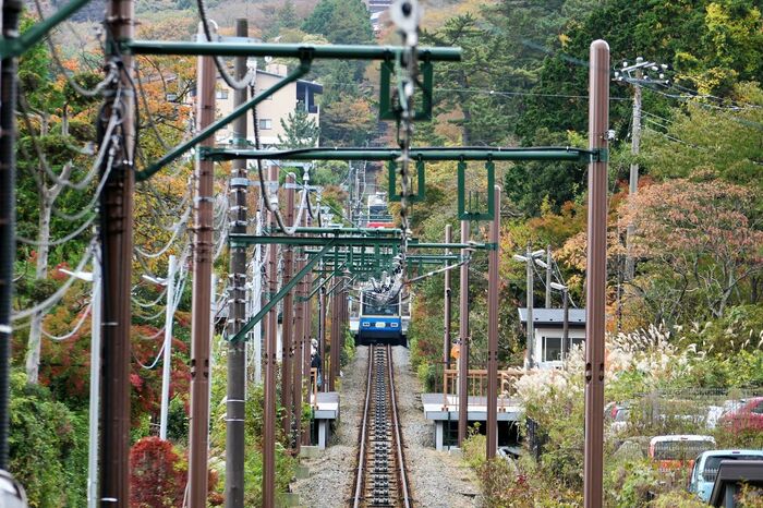 ロープでつながった2つの編成は同時に動く仕組み