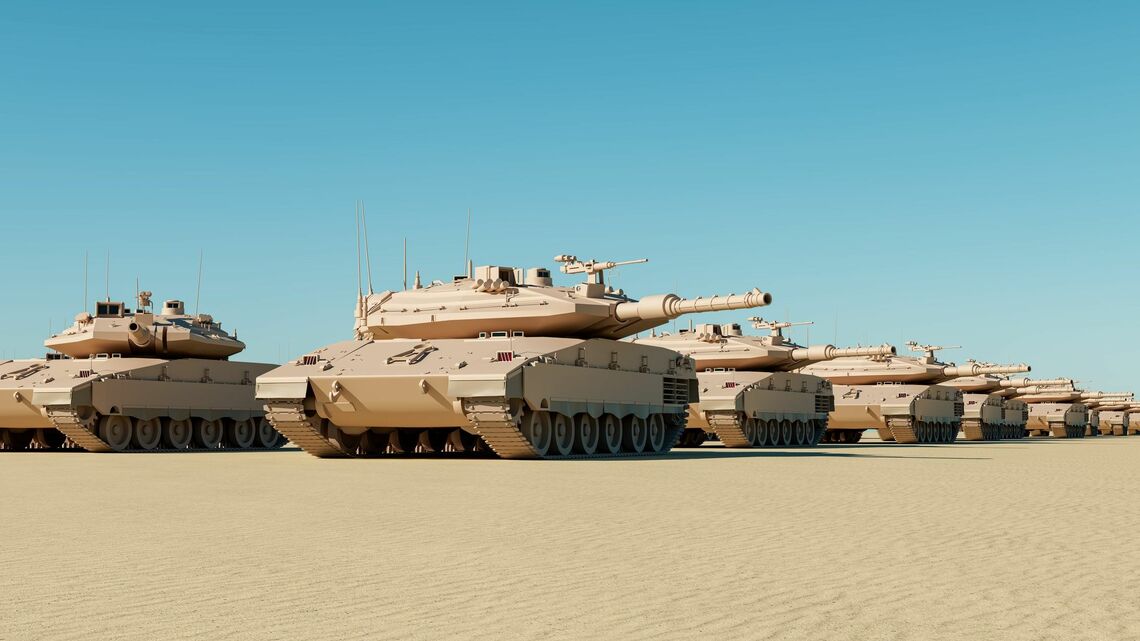 砂漠地帯に配置された戦車