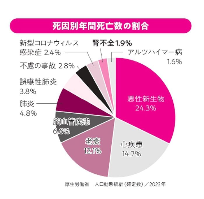 「死因別年間死亡数の割合」グラフ