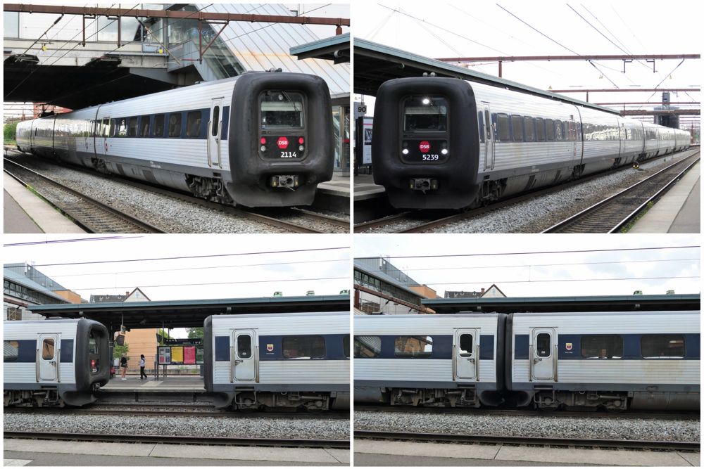 同じインターシティ車両ながら左は電車と右は気動車を連結、地上作業員はなし（筆者撮影）