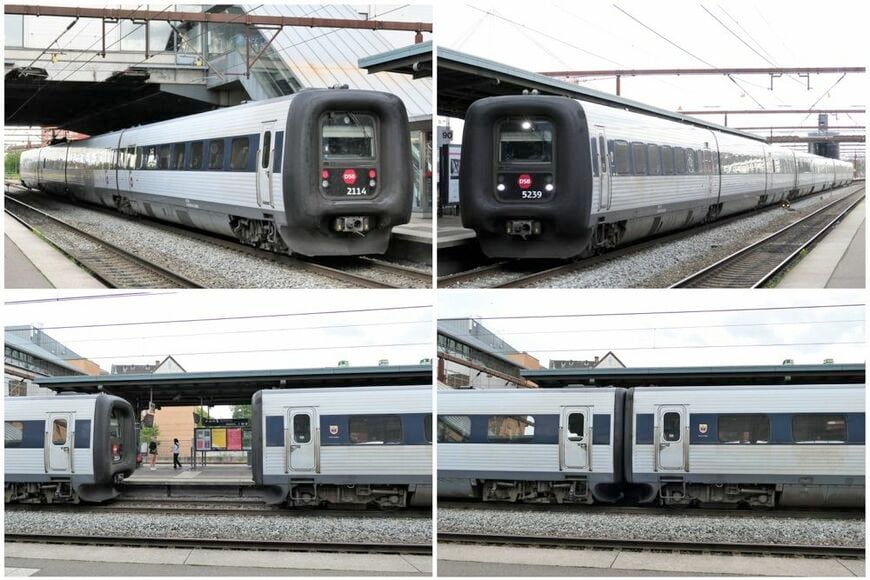 同じインターシティ車両ながら左は電車と右は気動車を連結、地上作業員はなし（筆者撮影）