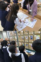 イエス・ノー・チャートに答える「本結び」（写真上）や1日 1 冊、30日分の本を提案する「日めくり本紹介」（写真下）などを通して本との出合いをつくる