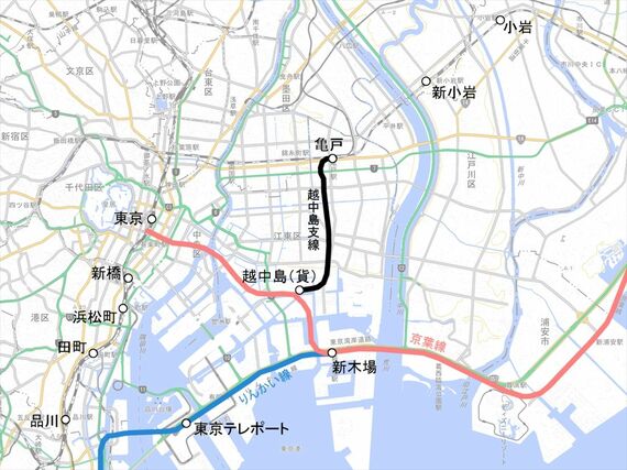 京葉線とりんかい線、越中島支線