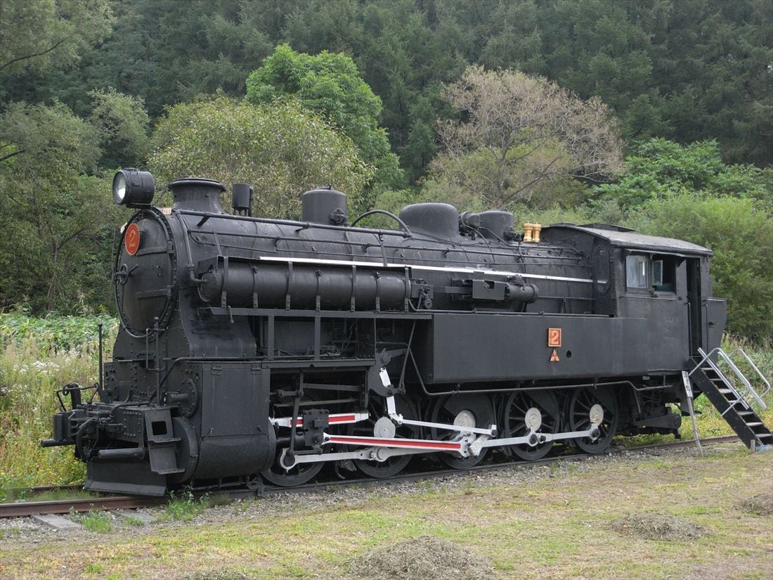 保存されている美唄鉄道の2号蒸気機関車（撮影：南正時）