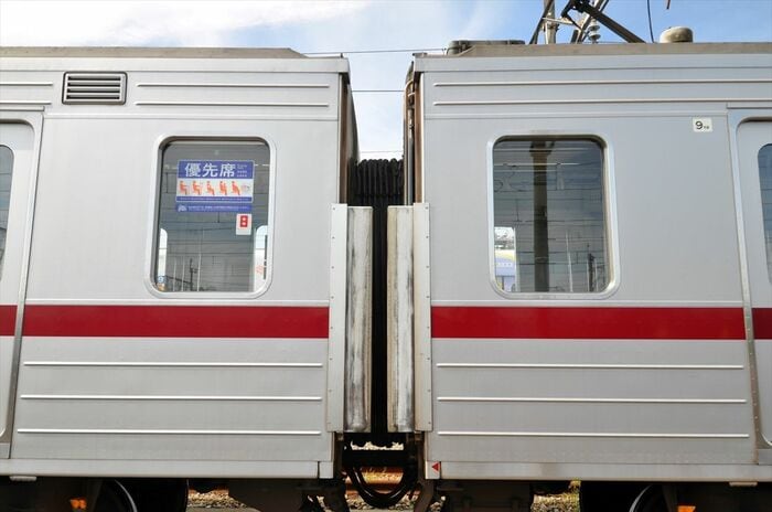 中間車両の連結部分