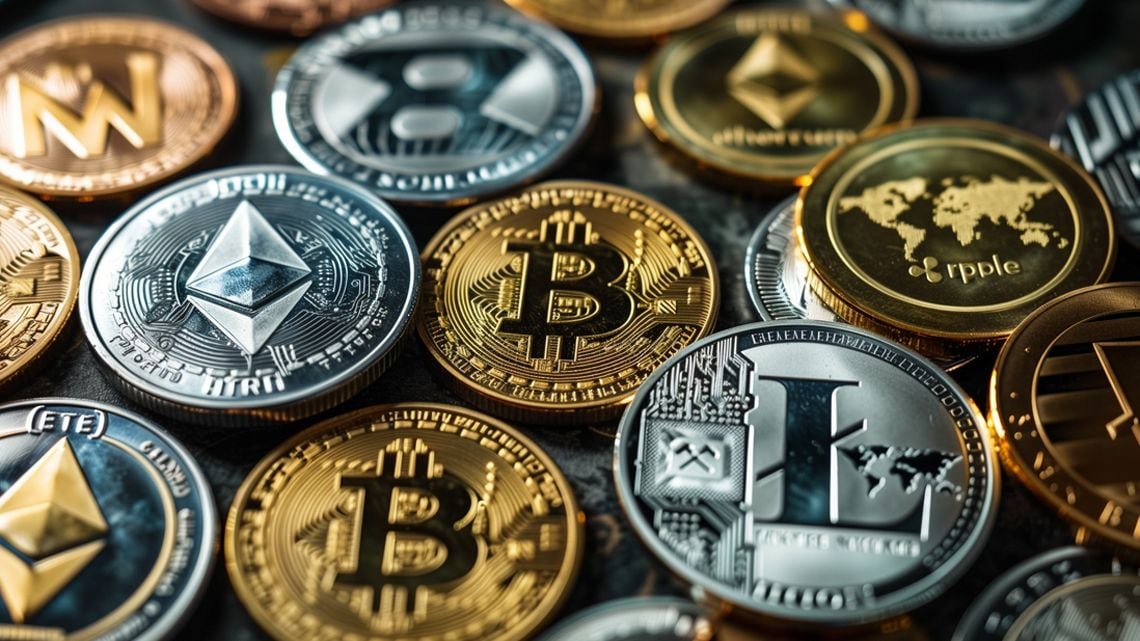 様々な仮想通貨のイメージCG