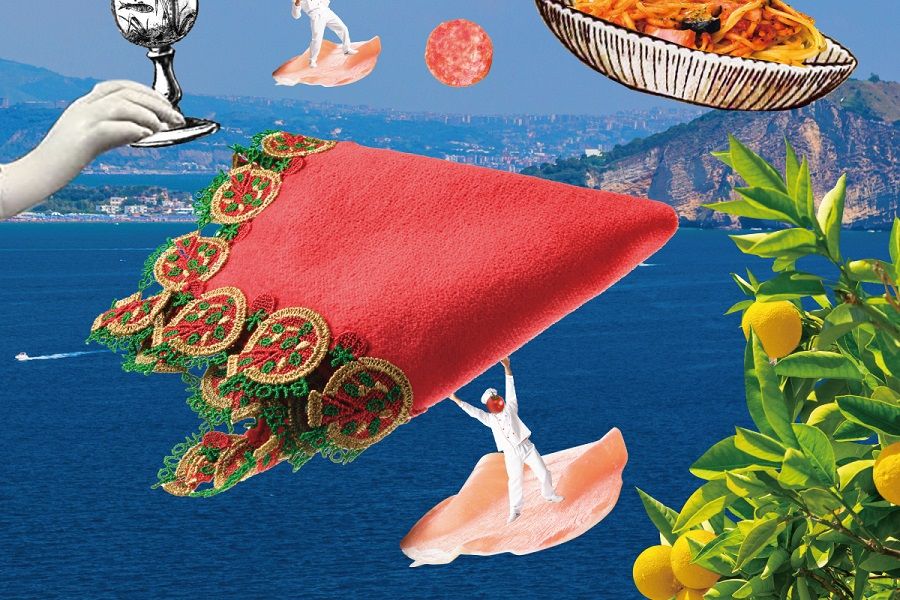 2026年春夏シーズンタオルハンカチ「ピッツァ」（写真：近沢レース店）