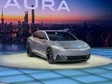「ID.AURA」は新世代のコンパクトメインプラットフォーム（CMP）を使うとされる（筆者撮影）
