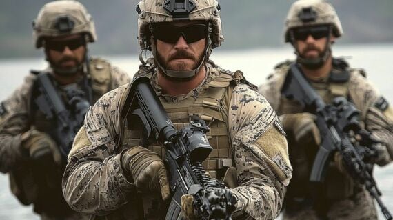 銃を構えた3人の兵士