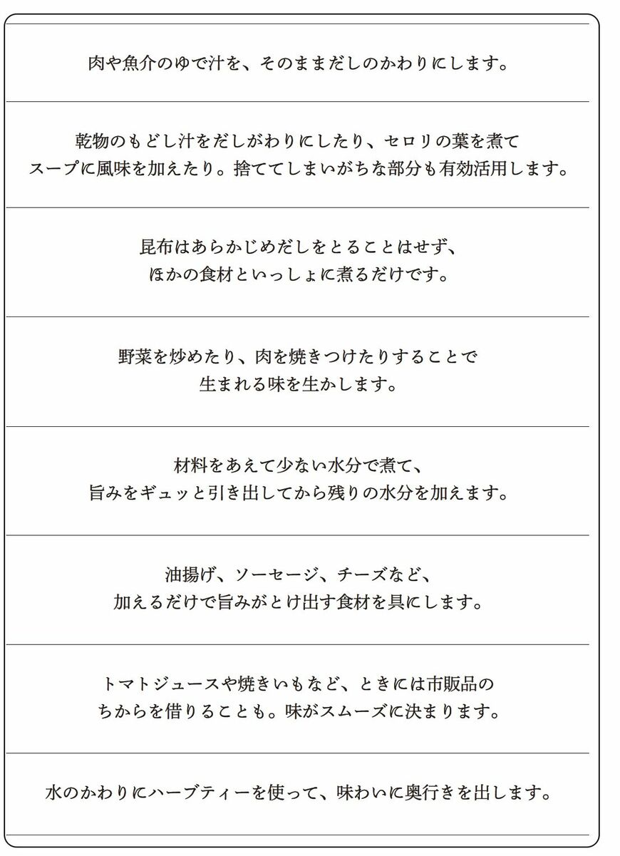 おいしいスープにするポイントの図