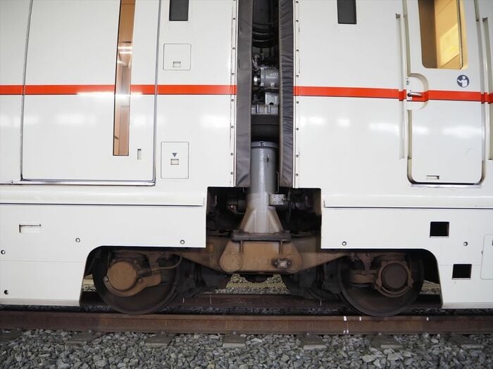 車体と車体の間に台車を配した連接構造