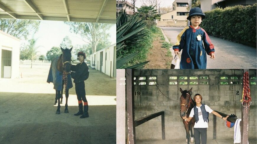 幼いころの写真と、騎手を志していた時の写真（写真：朝倉氏提供）