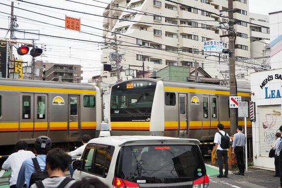 南武線 平間駅前 踏切