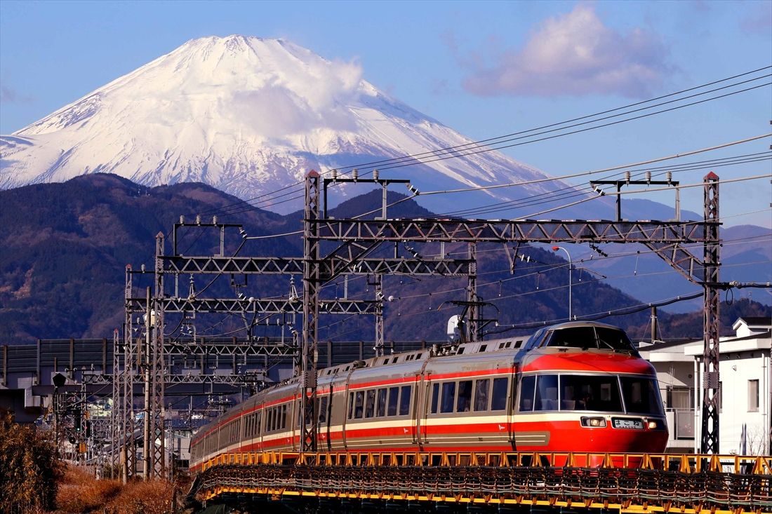 富士山をバックに走るLSE（筆者撮影）