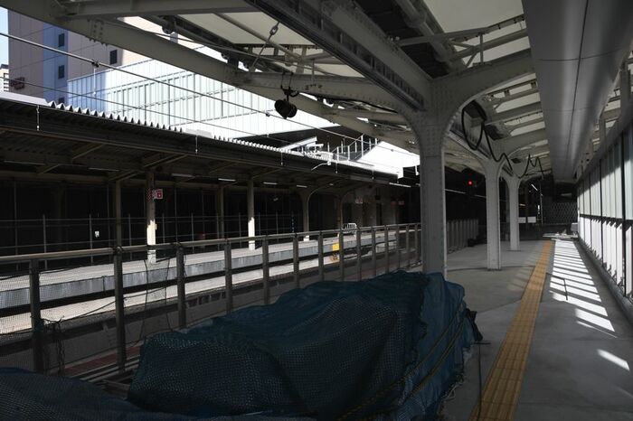 ホーム延伸工事中