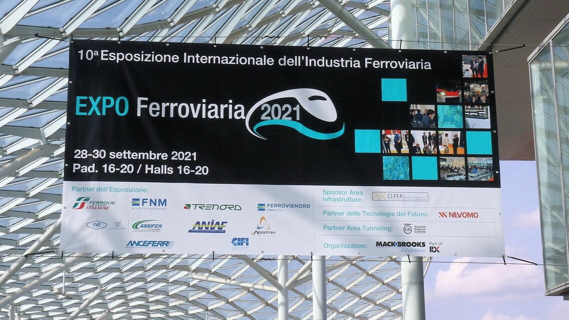 イタリアの商業都市ミラノで隔年開催されるEXPO Ferroviaria。2020年のイノトランスが中止となったため、久々の鉄道業界向け見本市となった（筆者撮影）