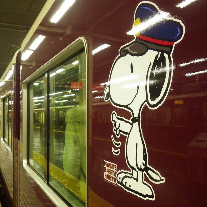 スヌーピーとのコラボ電車。2016～17年と