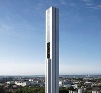 日立が高さ世界一のエレベーター塔、新興国の超高層ビルに売り込め!