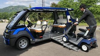 ラストワンマイルの自動運転車として電動車いす乗車に関する社会実験も行った