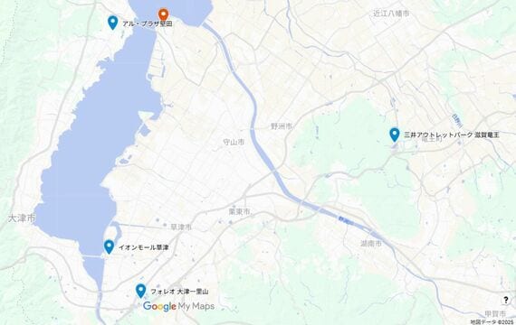 ピエリ守山と競合施設の位置関係