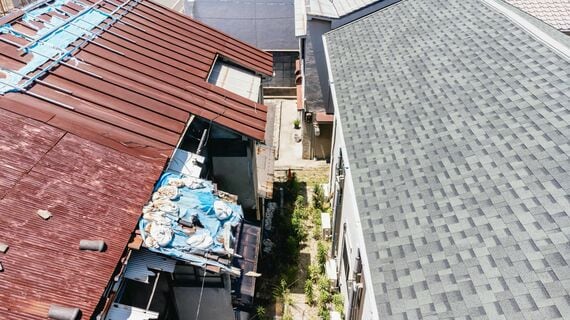 2棟の間部分の被害