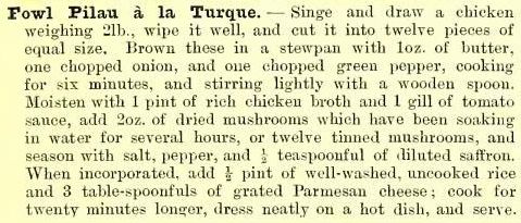 The Encyclopedia of Practical Cookeryトルコ風鶏肉ピラウ（画像：近代食文化研究会）