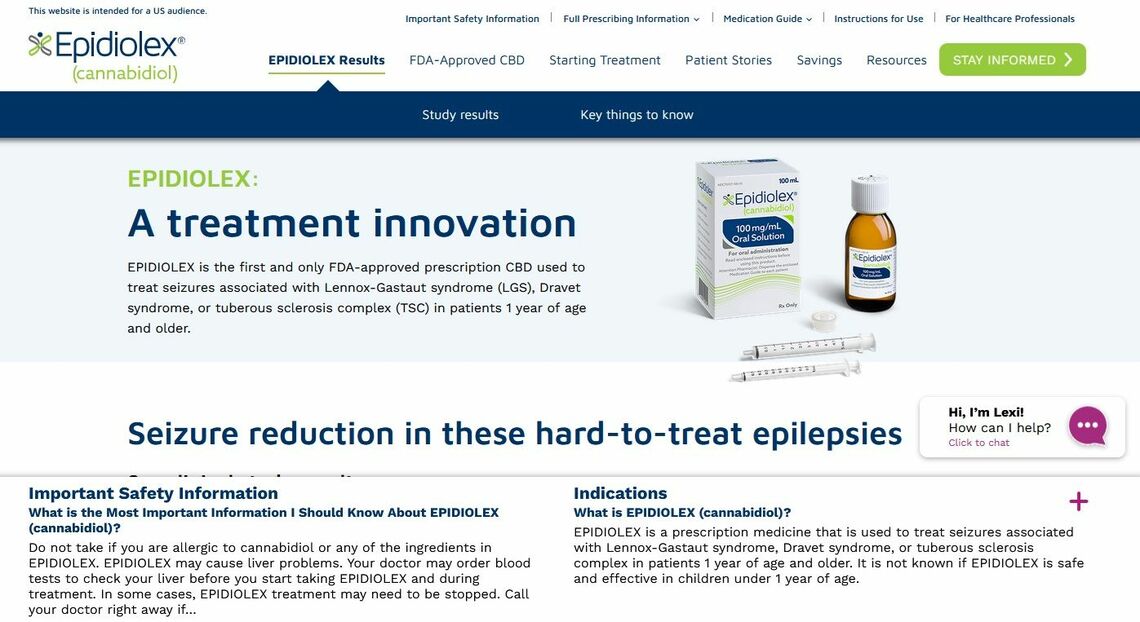 EPIDIOLEX®（cannabidiol）のオフィシャルサイト（HPはこちら）より