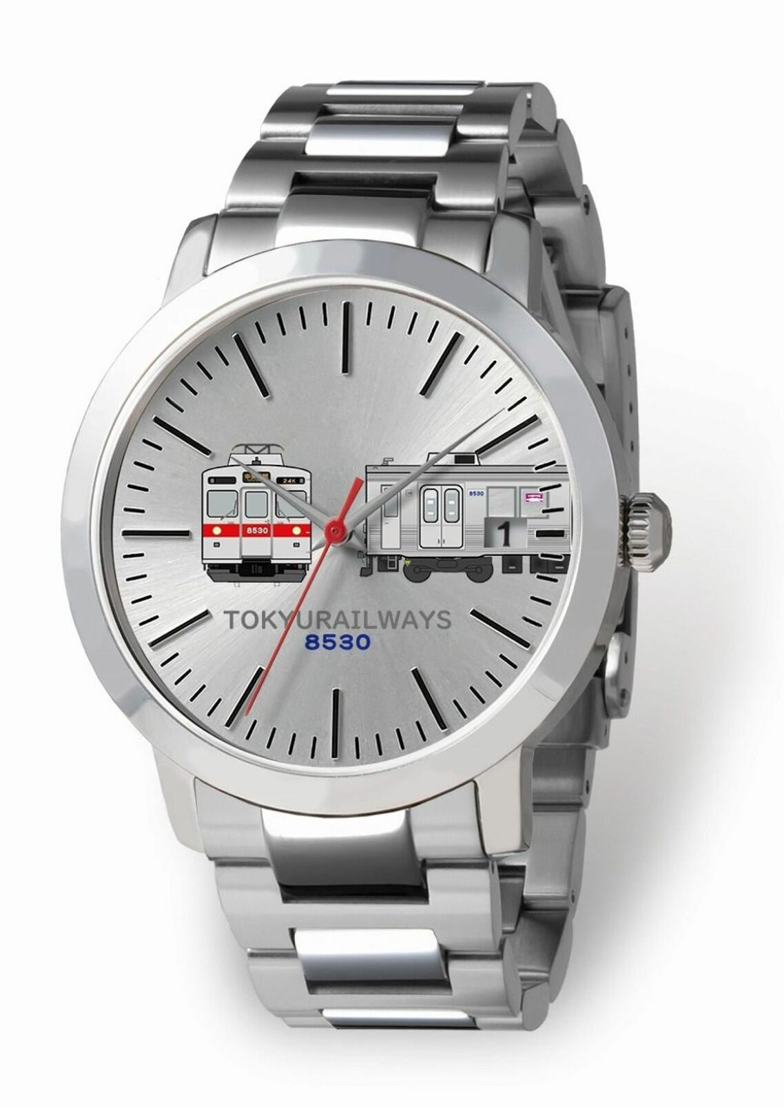 8500系をイメージした腕時計。提供は鉄道模型ファンに