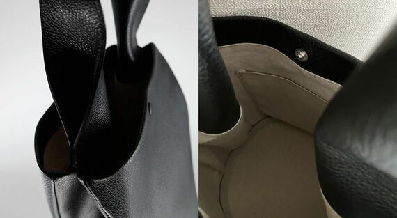 開口部にはボタンがつけられており、内部にはポケットあり