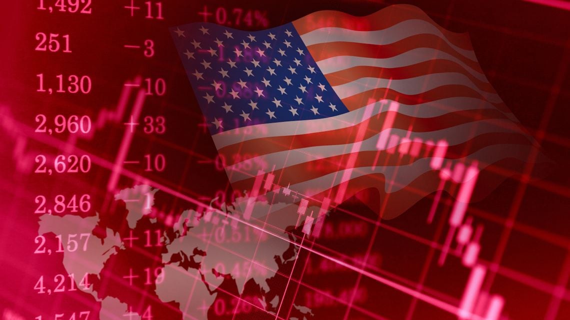アメリカ国旗と経済データのイメージ