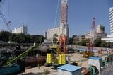 シナガワグース跡地では超高層ビルの建設工事が進む（記者撮影）