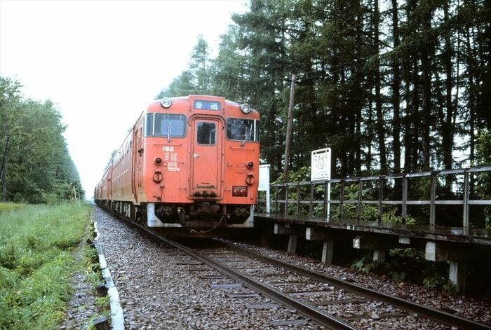 幸福駅に停車する広尾線の列車