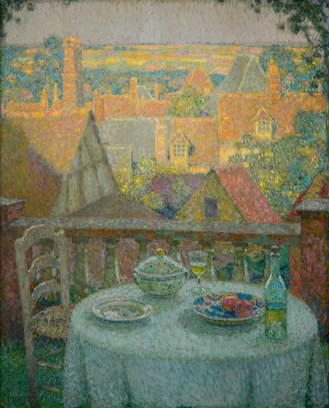 アンリ・ル・シダネル《ジェルブロワ、テラスの食卓》（1930年 油彩、カンヴァス 100×81cm フランス、個人蔵 ©Luc Paris）
