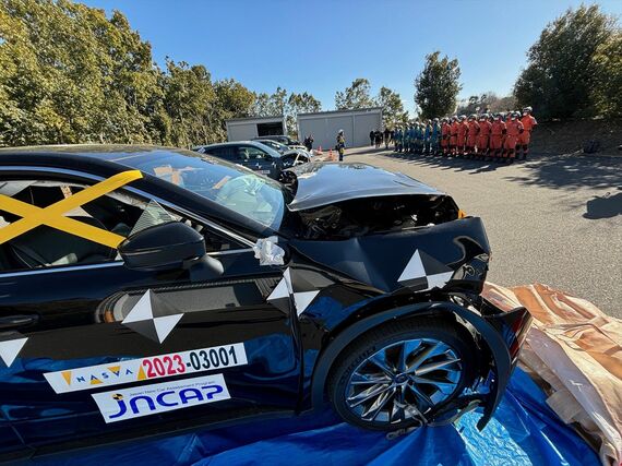 JNCAP自動車アセスメントで用いられた衝突試験車両（筆者撮影）