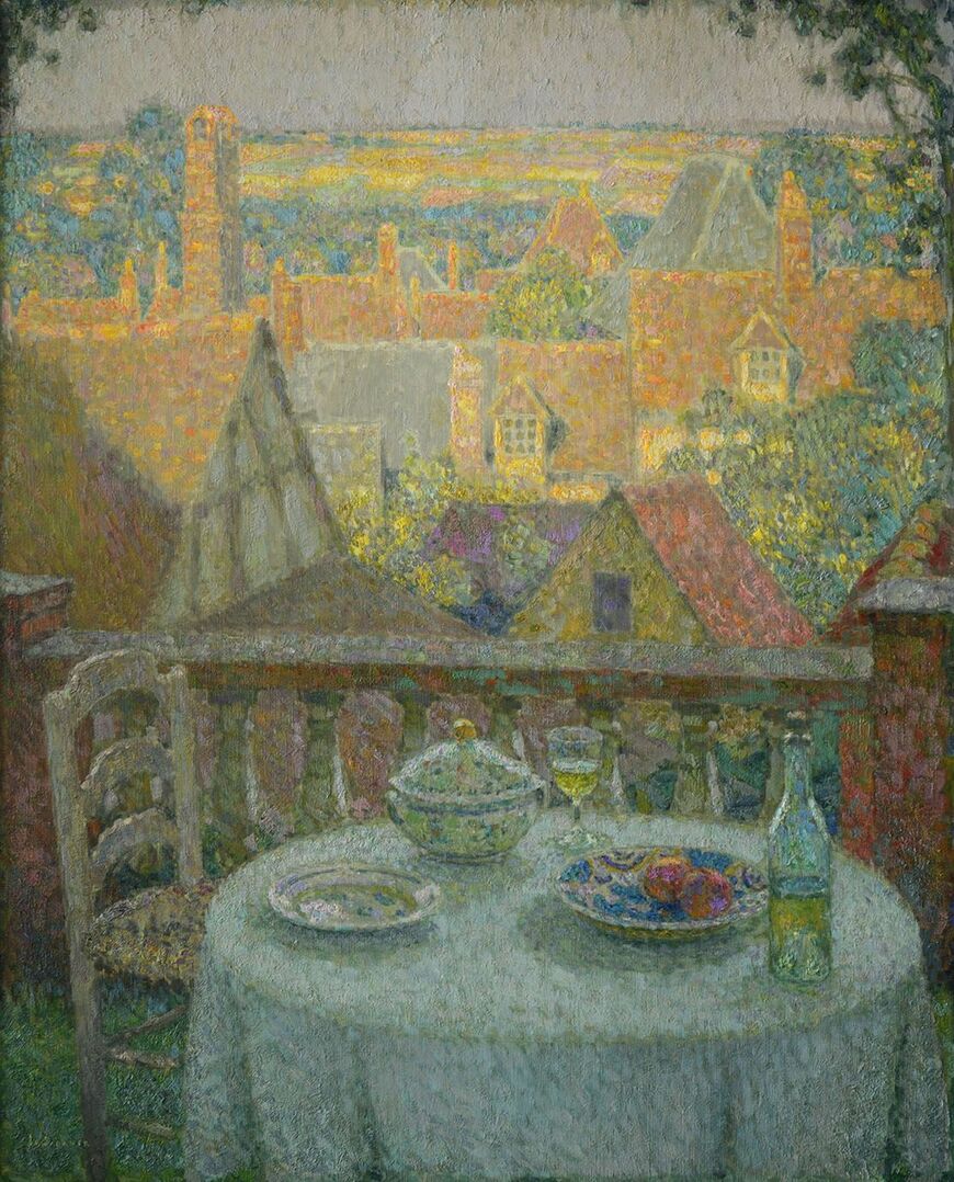 アンリ・ル・シダネル《ジェルブロワ、テラスの食卓》（1930年 油彩、カンヴァス 100×81cm フランス、個人蔵 ©Luc Paris）
