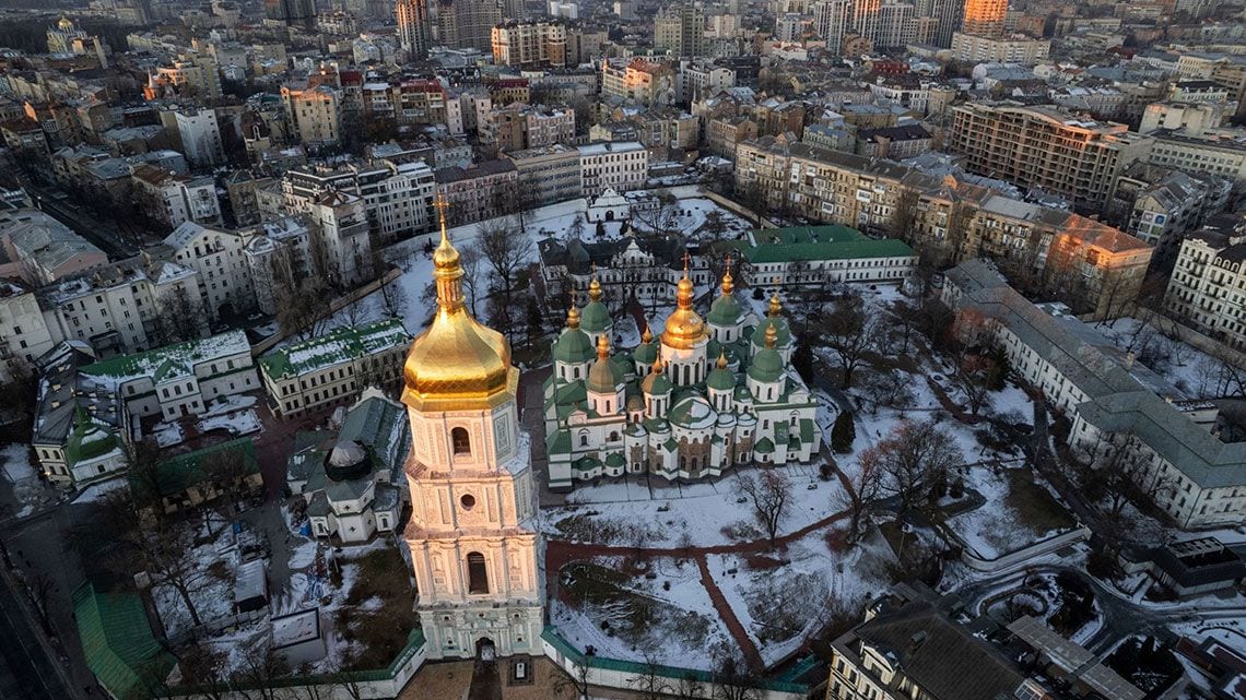 ウクライナのキエフにある日の出の聖ソフィア大聖堂
