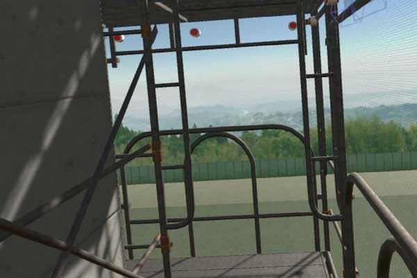 赤い丸印に手をかざして、ネットを設置していく