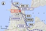 津軽線と周辺の略図