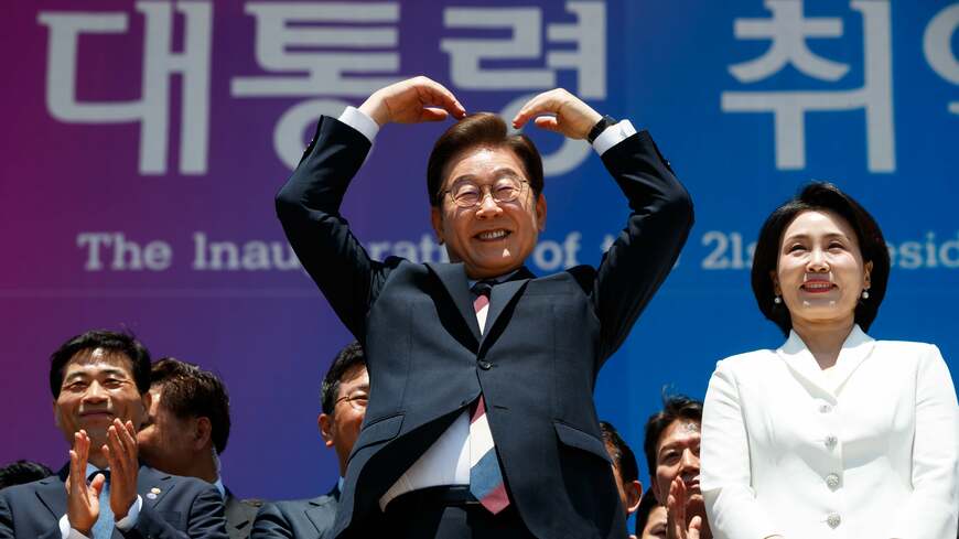 2025年6月4日、前日に行われた韓国大統領選挙で当選を決めた李在明候補（写真・2025 Bloomberg Finance LP）