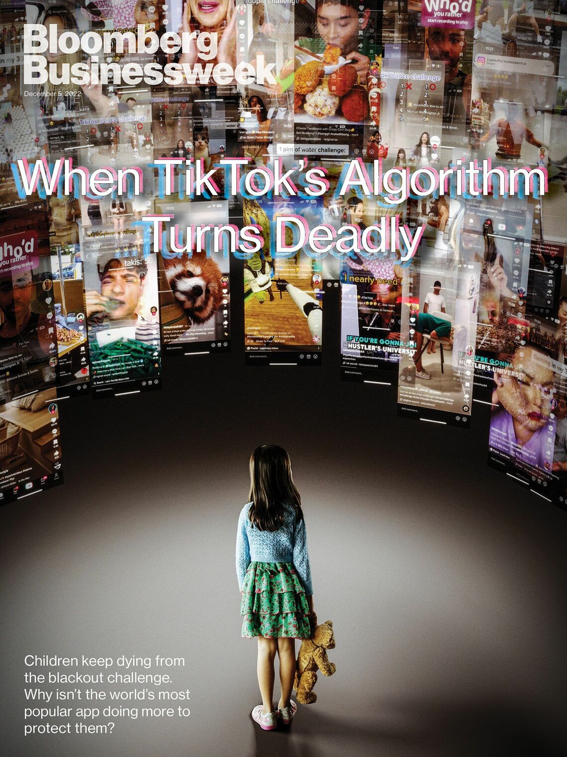 ブルームバーグ･ビジネスウィーク（2022年12月5日号）Photo illustration: Justin Metz for Bloomberg Businessweek; Photos: Getty; TikTok