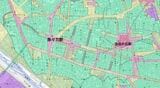 緑で示された地域が第1種低層住居専用地域（国土地理院 不動産情報ライブラリより筆者作成）