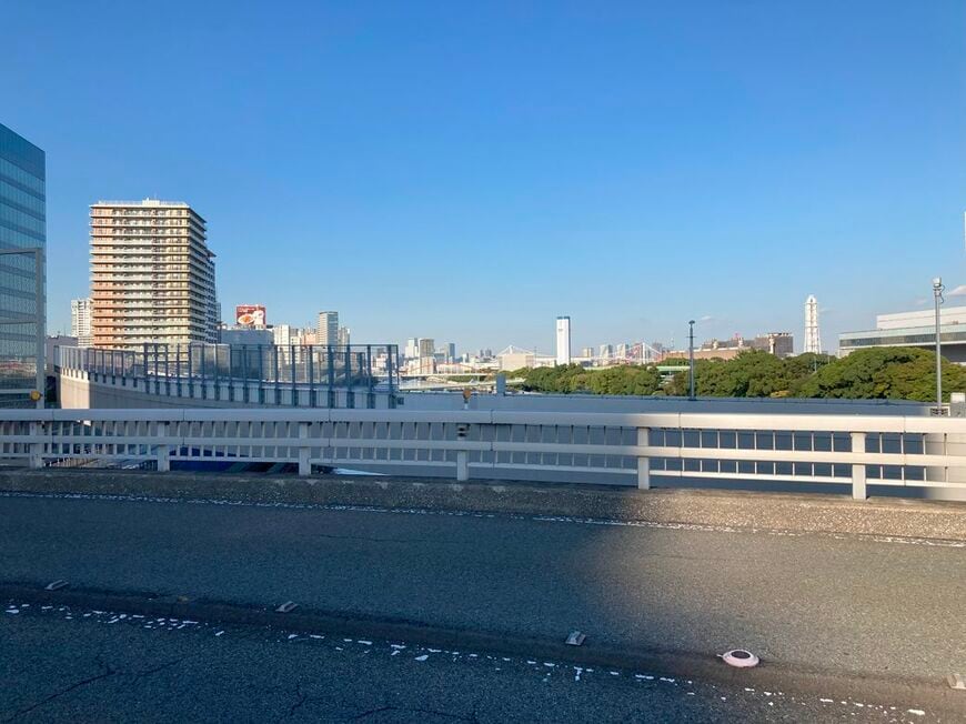 右手奥に見えるのが、おそらく品川ふ頭（筆者撮影）