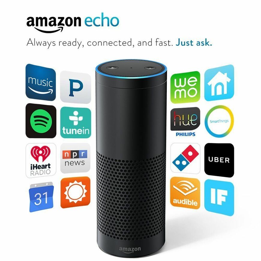 これが「Amazon Echo」。音声でさまざまなアプリを動かすことができる