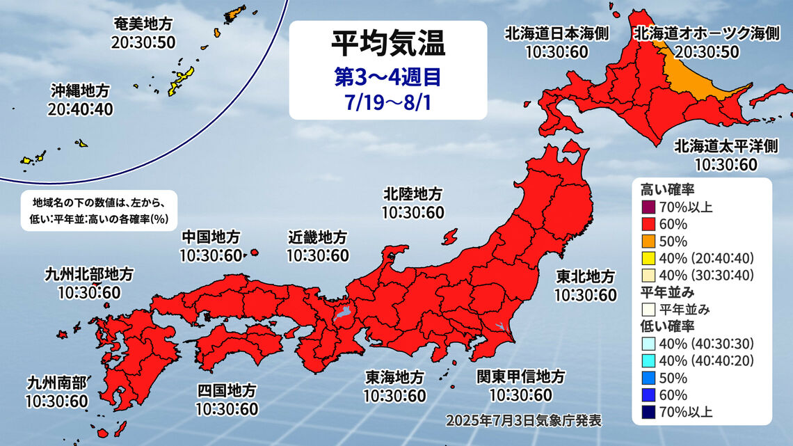 1か月予報（平均気温・第3〜4週目）（出典：weathermap）