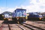 彦根駅構内に並んだ近江鉄道の電気機関車（撮影：南正時）
