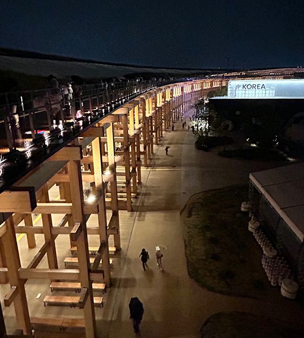 夜間の大屋根リングは美しい（写真：筆者撮影）