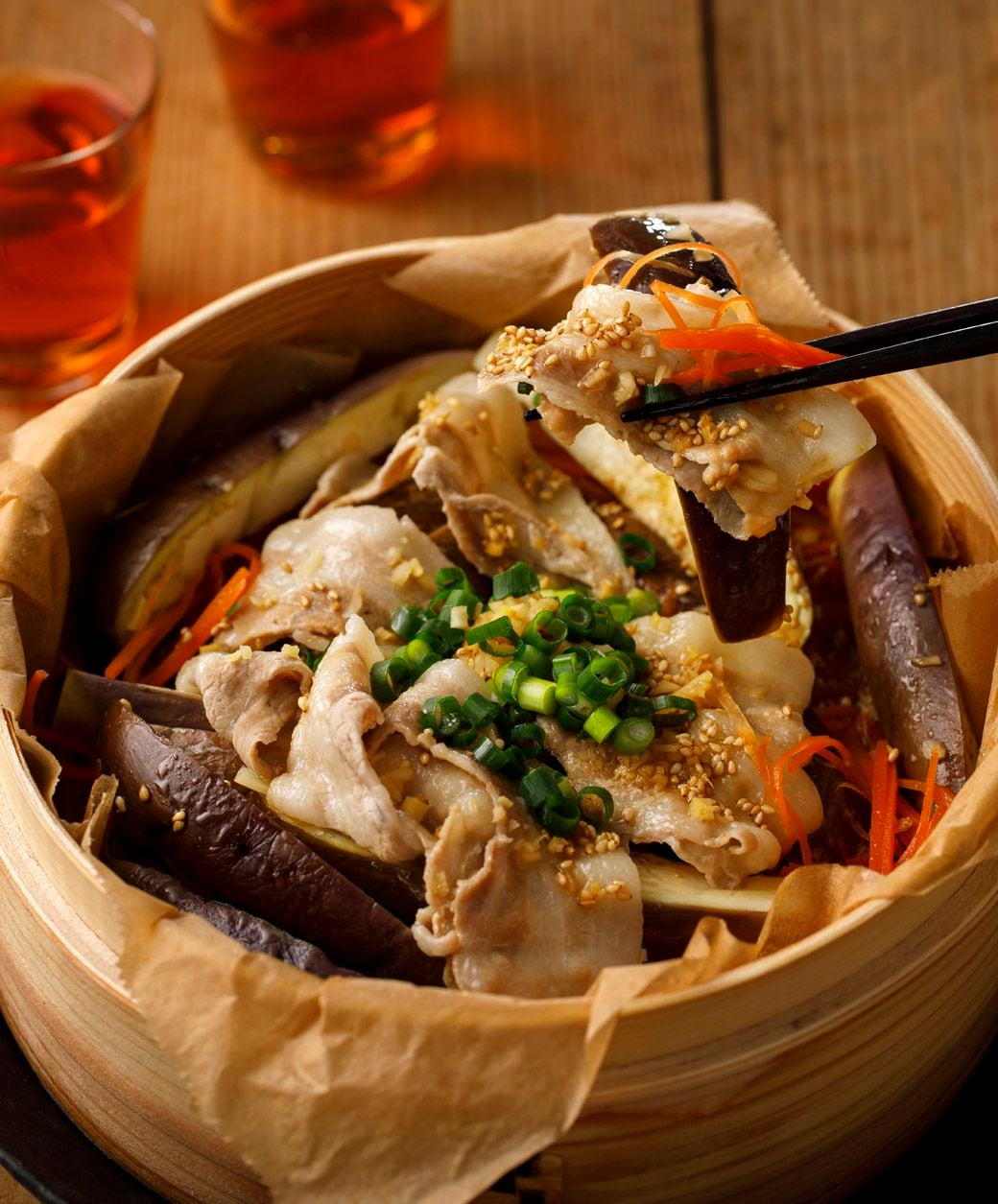 なすと豚肉の中華蒸し