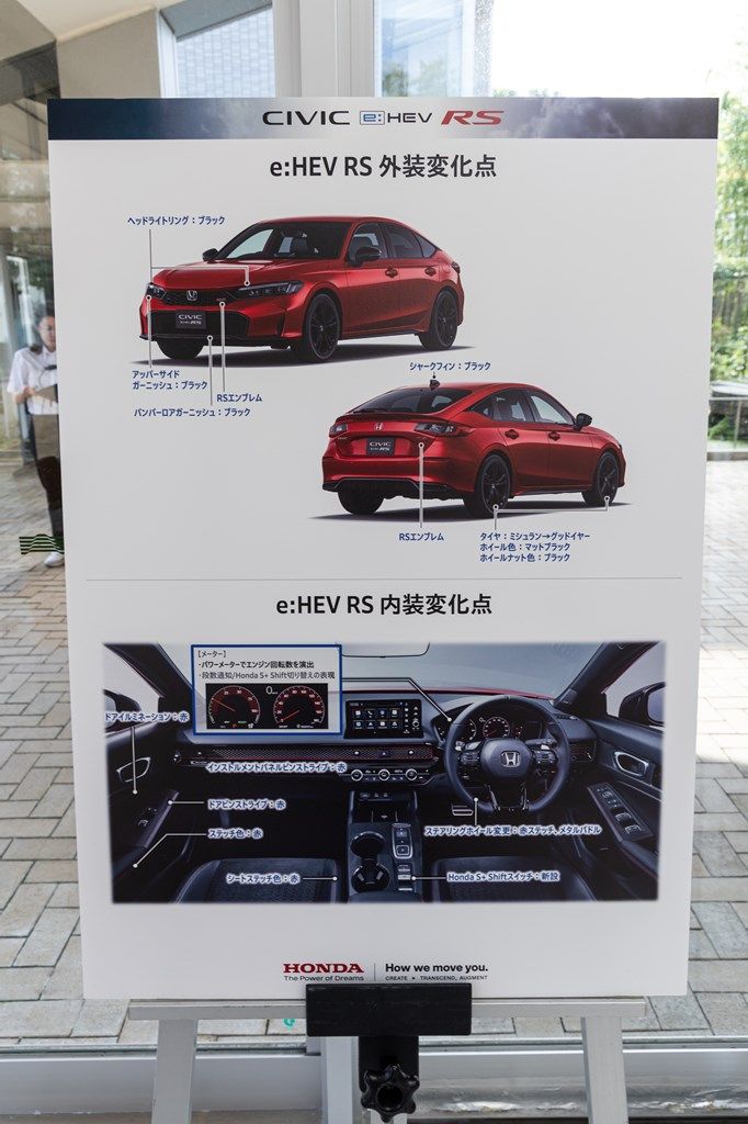 ホンダ「シビック e:HEV RS」の技術資料（写真：三木 宏章）